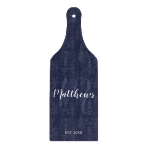 Personalisierte Monogramm und Familienname Navy Bl Schneidebrett