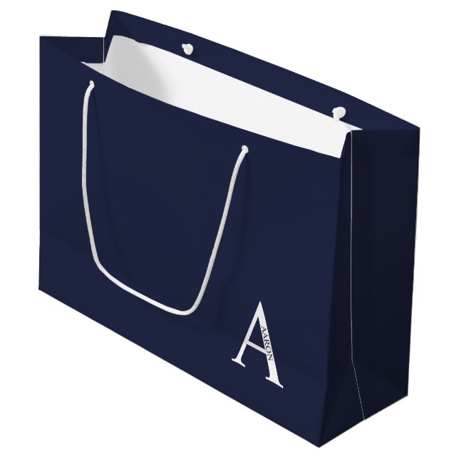 Personalisierte Monogramm und Name große Geschenkt Geschenktüte (Vorderseite Schrägansicht)
