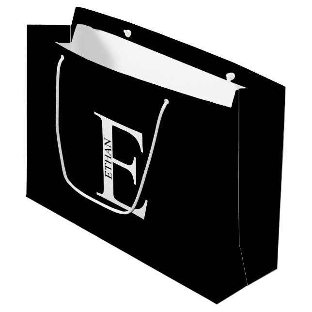 Personalisierte Monogramm und Name große Geschenkt Geschenktüte (Vorderseite Schrägansicht)