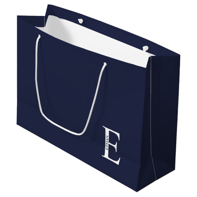 Personalisierte Monogramm und Name große Geschenkt Geschenktüte (Vorderseite Schrägansicht)