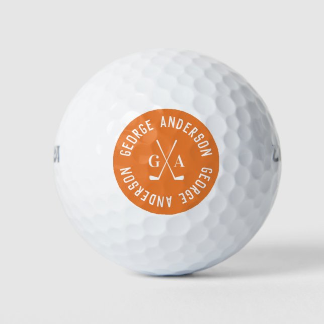 Personalisierte Monogramm und Name modern minimal Golfball (Vorderseite)