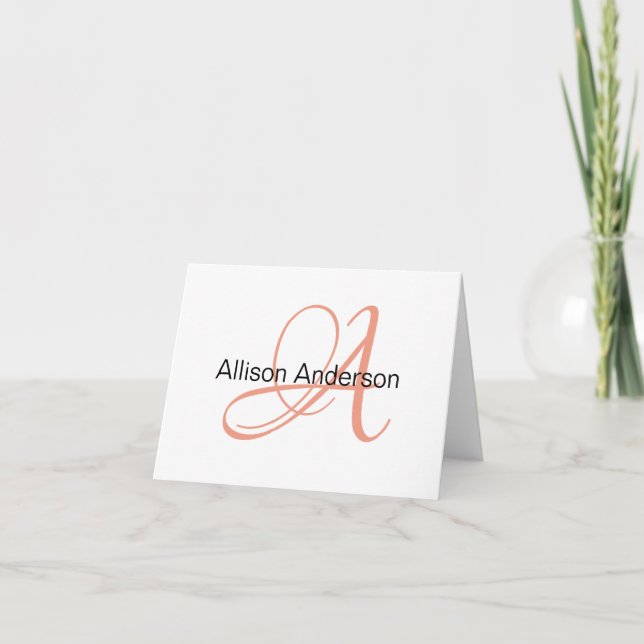 Personalisierte Monogramm und Name-Notecard Karte (Vorderseite)