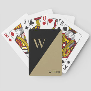 Personalisierte Monogramm und Name Schwarz und Gol Spielkarten