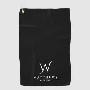 Personalisierte Monogramm und Name Schwarzweiß  Golfhandtuch