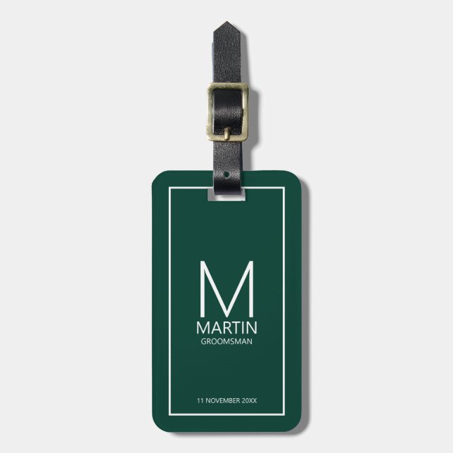 Personalisierte Monogramm- und Name-Trauzeugen Gepäckanhänger (Vorderseite vertikal)