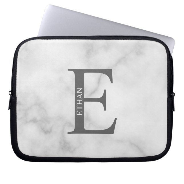 Personalisierte Monogramm- und Namens-Laptoptasche Laptopschutzhülle (Vorderseite)