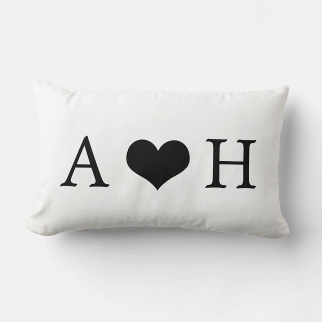 Personalisierte Monogramm Verlobung Wohngestaltung Lendenkissen (Vorderseite)
