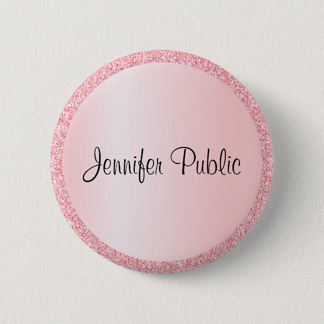 Personalisierte Monogramm-Vorlage Elegante Rose Go Button (Vorderseite)