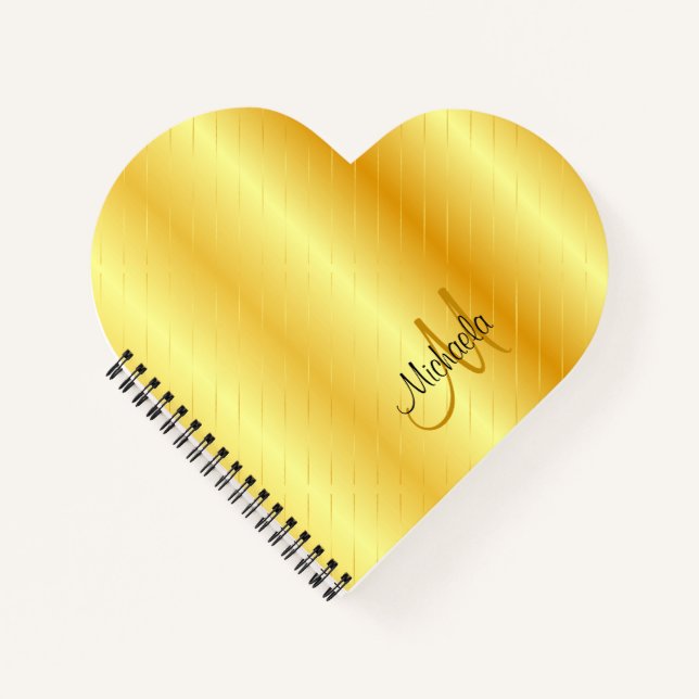 Personalisierte Monogramm-Vorlage für Gold-Look Notizbuch (Vorderseite)