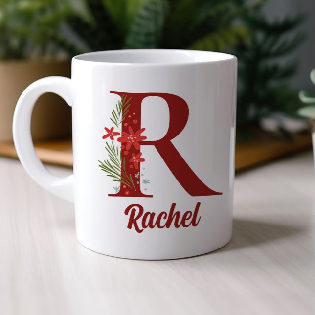 Personalisierte Monogramm Weihnachtsschokolade Kaffeetasse (Monogram Personalized Christmas Gift Mug)