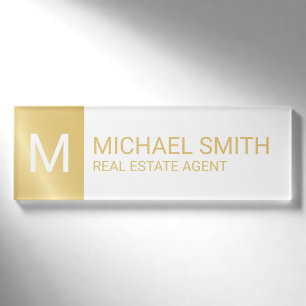 Personalisierte Monogramme und Monogramme aus Weiß Namenschild
