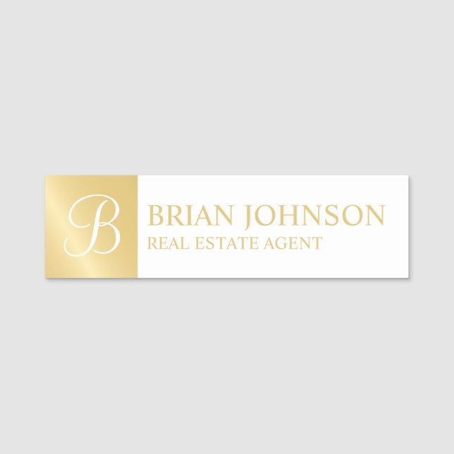 Personalisierte Monogramme und Monogramme aus Weiß Namensschild (Vorderseite)