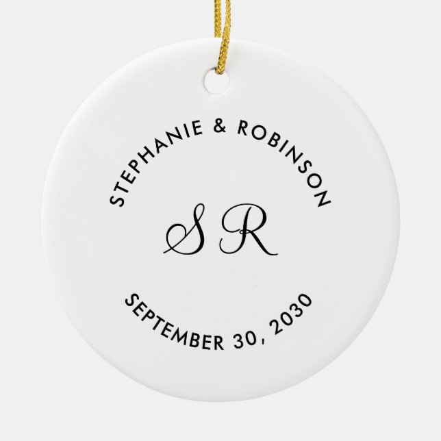 Personalisierte Monogrammnamenssehen Keramik Ornament (Vorne)