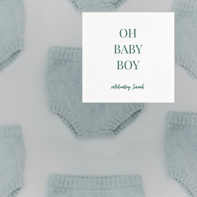 Personalisierte Moody Blaugrüne Babyshower für Jun Serviette (Von Creator hochgeladen)