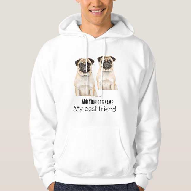 Personalisierte Mops-Hunde Hoodie (Vorderseite)