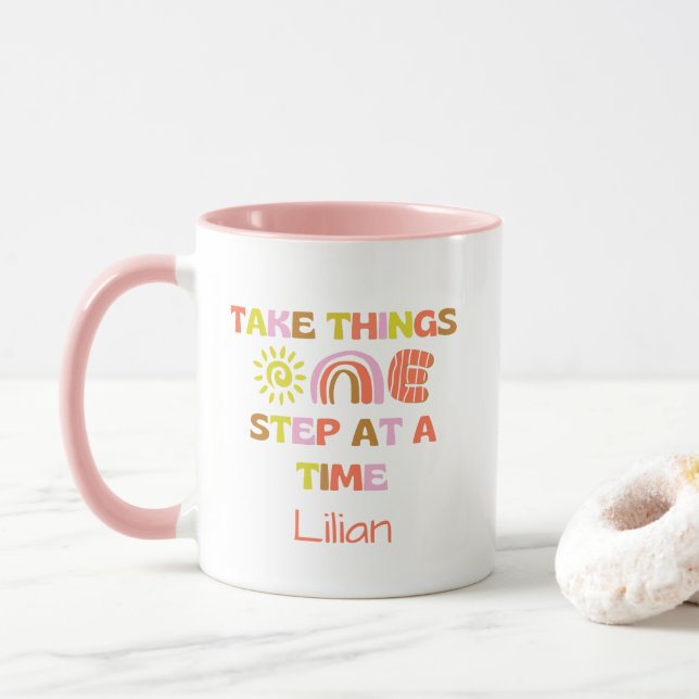 Personalisierte Motivierend Quotes Niedlich Retro Tasse (Mit Donut)