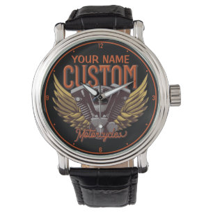 Personalisierte Motorrad-Adlerwochenfahrer-Garage Armbanduhr