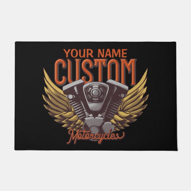 Personalisierte Motorrad-Adlerwochenfahrer-Garage Fußmatte (Vorderseite)