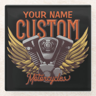 Personalisierte Motorrad-Adlerwochenfahrer-Garage Glasuntersetzer