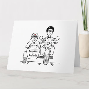 Personalisierte Motorrad-Hochzeitsgrüße Karte