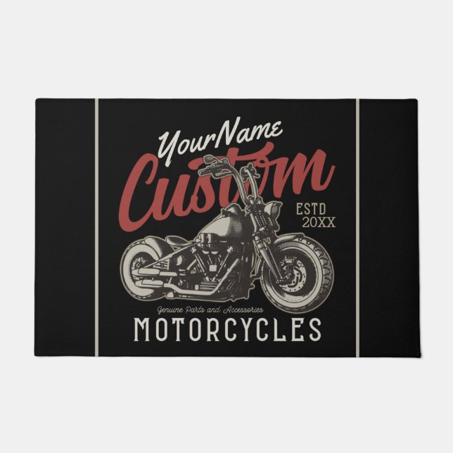 Personalisierte Motorrad-Rebell-Biker-Garage Fußmatte (Vorderseite)