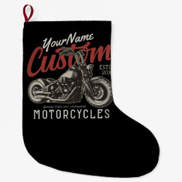 Personalisierte Motorrad-Rebell-Biker-Garage Großer Weihnachtsstrumpf