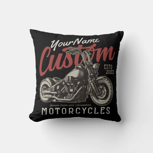 Personalisierte Motorrad-Rebell-Biker-Garage Kissen (Vorderseite)
