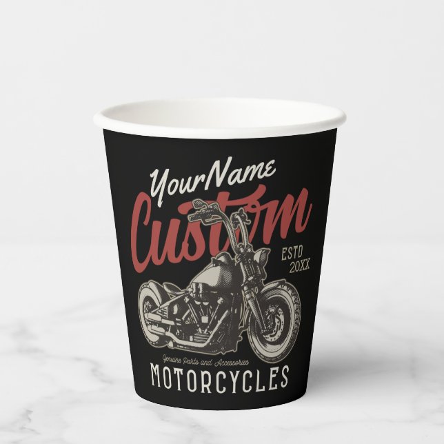 Personalisierte Motorrad-Rebell-Biker-Garage Pappbecher (Vorderseite)