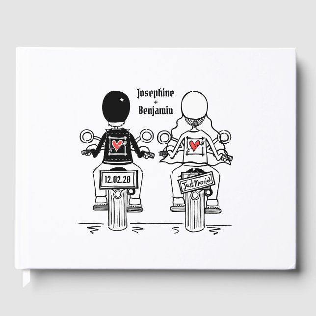 Personalisierte Motorradhochzeit Gästebuch (Vorderseite)