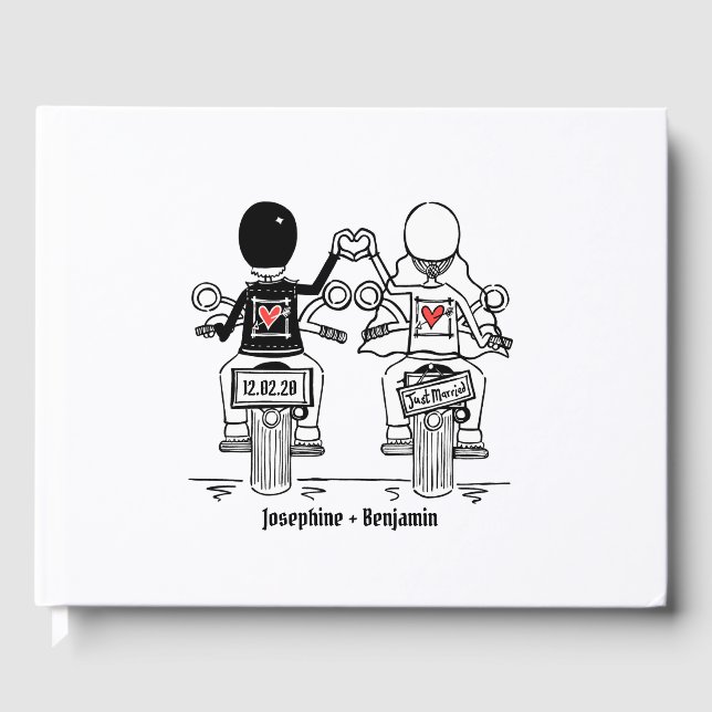 Personalisierte Motorradhochzeit Gästebuch (Vorderseite)