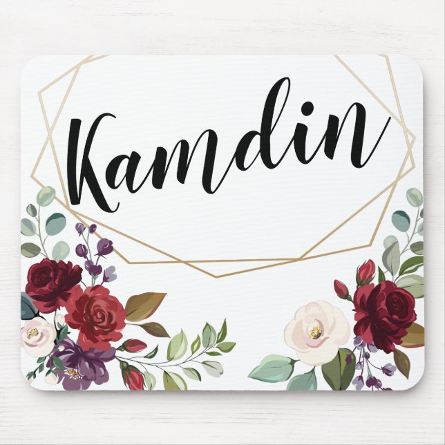 Personalisierte Mouse Pad White Roses Gold Geom Mousepad (Vorne)