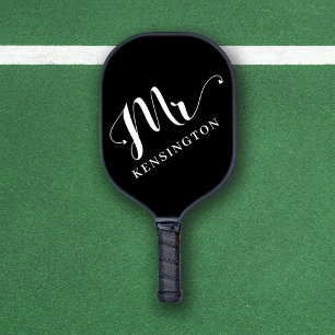 Personalisierte Mr Newlywed Typografie Pickleball Schläger