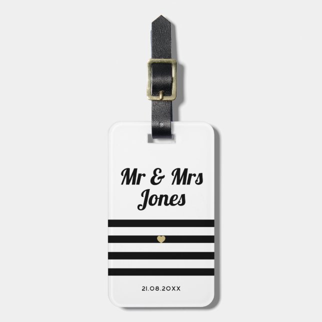 Personalisierte Mr. und Mrs. White Wedding neu Gepäckanhänger (Vorderseite vertikal)