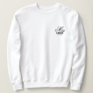 Personalisierte Mrs mit Namen, Verlobung, Braut Sweatshirt