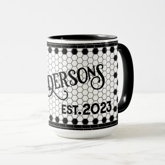 Personalisierte Mug für Hex-Tile-Print Tasse (VorderseiteRechts)