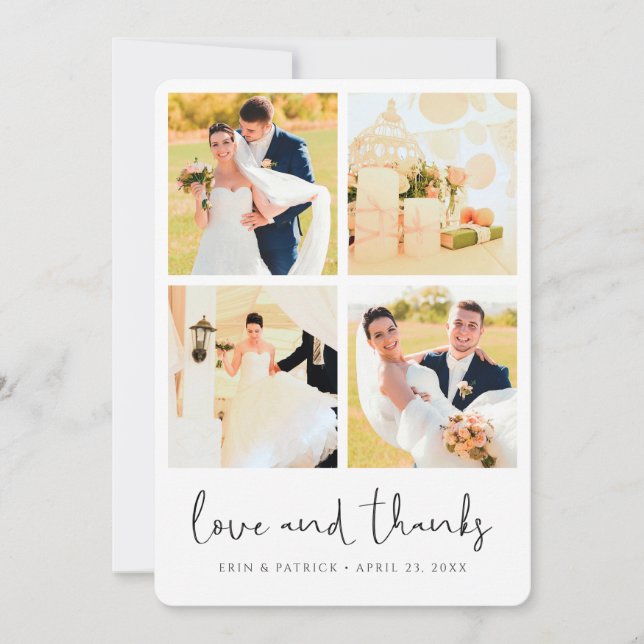 Personalisierte Multi-Foto Collage Hochzeit Dankeskarte (Vorderseite)