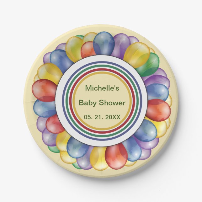 Personalisierte Multicolor-Ballonformen Pappteller (Vorderseite)