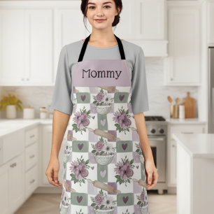 Personalisierte Mummy-Schürze Vintage-Blumenbacken Schürze
