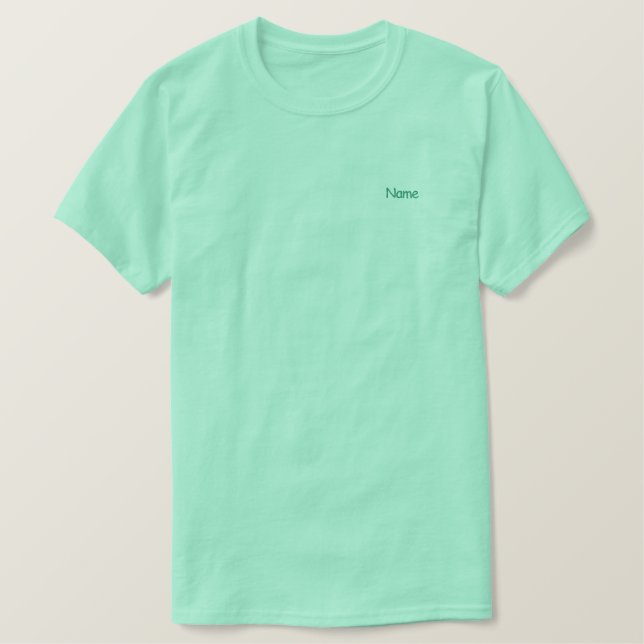 Personalisierte Münzgrün Besticktes T-Shirt (Design vorne)