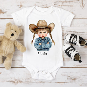 Personalisierte mürrische Cowgirl Baby Strampler