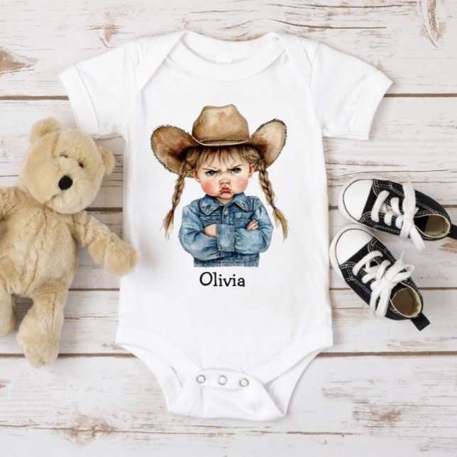 Personalisierte mürrische Cowgirl Baby Strampler (Von Creator hochgeladen)