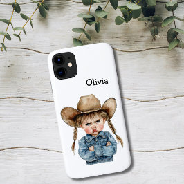 Personalisierte mürrische Cowgirl in Jeansjacke Case-Mate iPhone Hülle