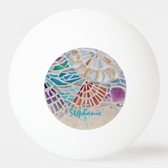 Personalisierte Muschel Mosaik Tischtennisball (Vorderseite)