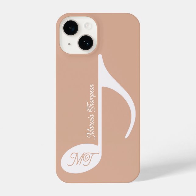 Personalisierte Musical Note Dusty Rose iPhone 14 Hülle (Rückseite)