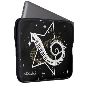 Personalisierte Musical Star Golden Noten Laptopschutzhülle