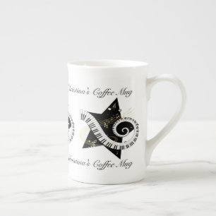 Personalisierte Musical Star Golden Noten Prozellantasse