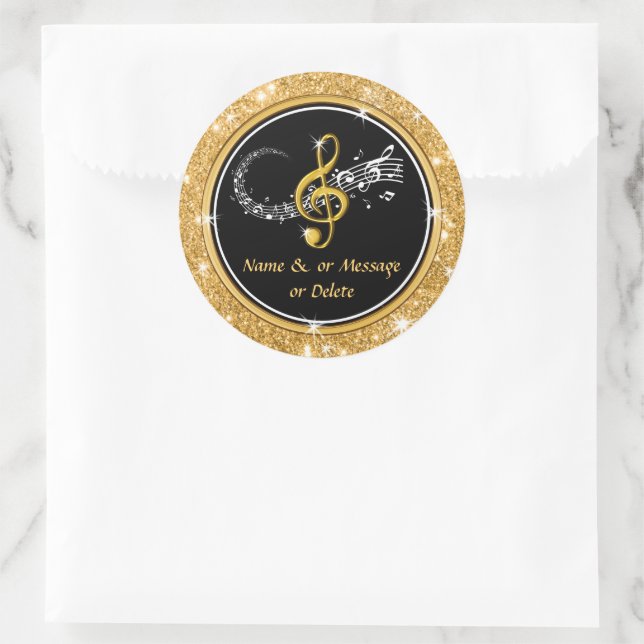 Personalisierte Musik-Sticker für Favoriten, Umsch Runder Aufkleber (Tasche)