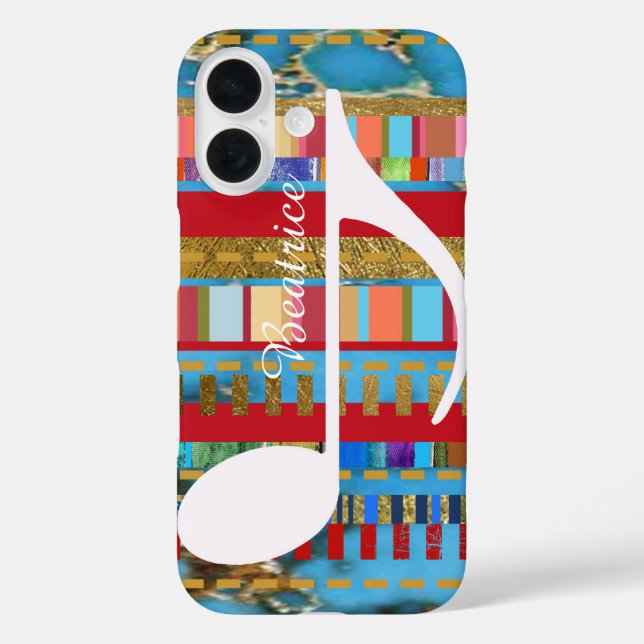 personalisierte Musikfarben iPhone 16 Hülle (Rückseite)