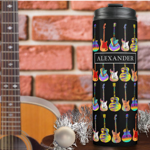 Personalisierte Musikliebhaber Weihnachten Gitarre Thermosbecher