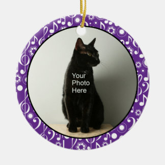 Personalisierte Musiknoten Foto Ornament - Lila